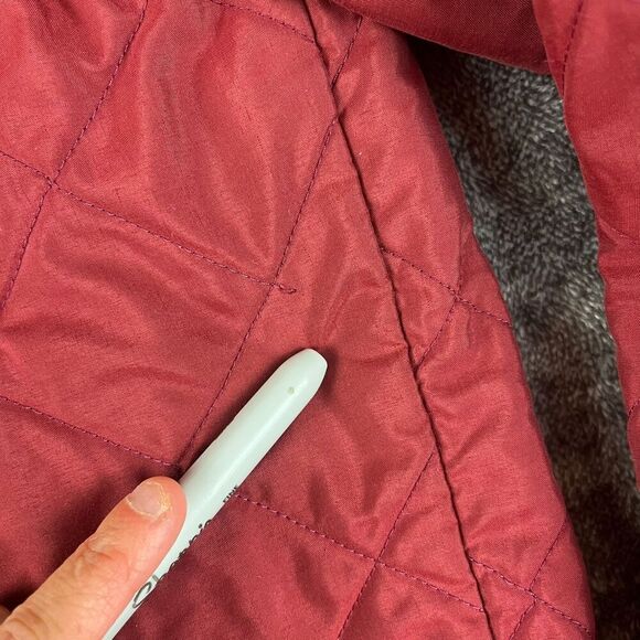 Barbour Quilted Blanket Lined Jacket Red Sz L Corduroy Collar Field Chore* - Picture 16 of 16